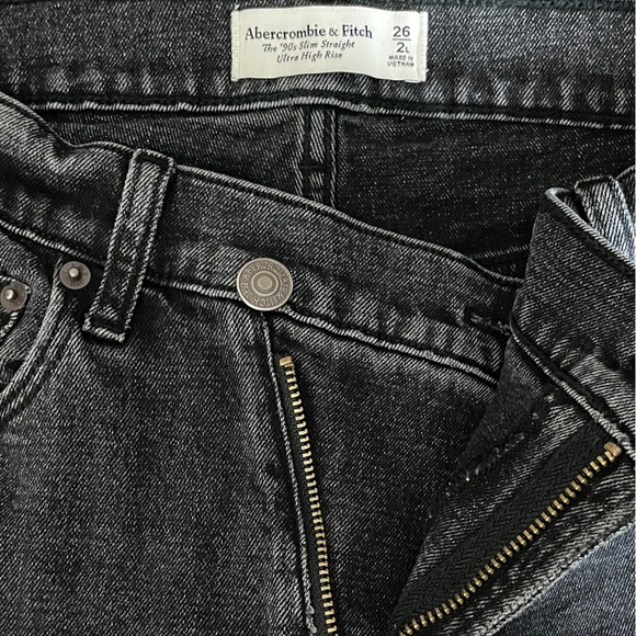Abercrombie & Fitch 90s Slim Straight High Rise Jeans 26 / 2L Cross Over Waist - Picture 10 of 12